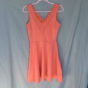 Tribal Embossed Peach Dress, Size Small